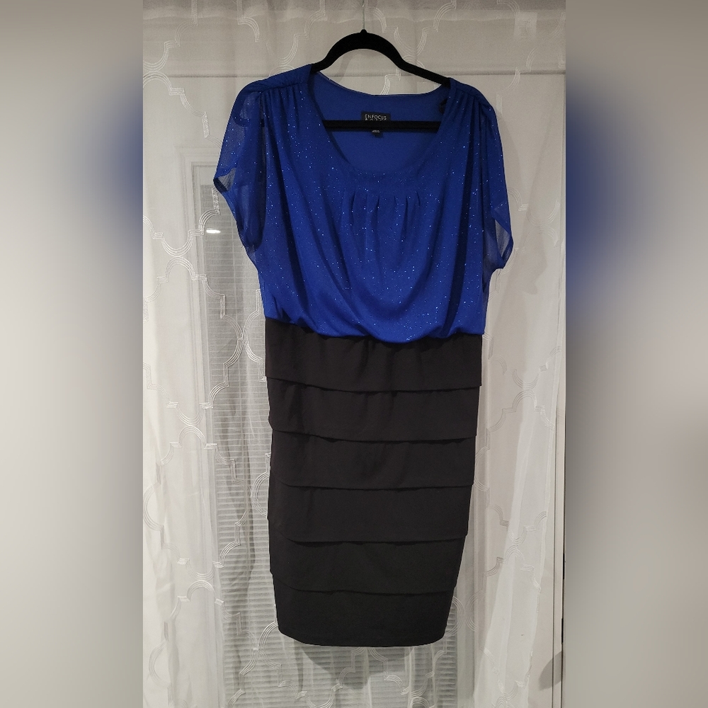 Blue top black bottom dress